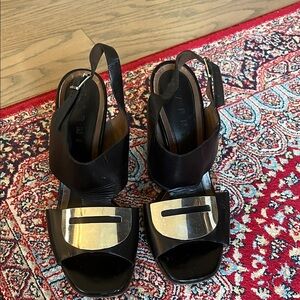 Marni Black Heels with Silver Detail